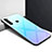Custodia Silicone Specchio Laterale Sfumato Arcobaleno Cover H01 per Xiaomi Redmi Note 8T Ciano