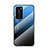 Custodia Silicone Specchio Laterale Sfumato Arcobaleno Cover H02 per Huawei P40 Pro Blu