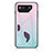 Custodia Silicone Specchio Laterale Sfumato Arcobaleno Cover LS1 per Asus ROG Phone 7 Ciano