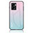 Custodia Silicone Specchio Laterale Sfumato Arcobaleno Cover LS1 per OnePlus Nord N300 5G Ciano