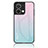 Custodia Silicone Specchio Laterale Sfumato Arcobaleno Cover LS1 per Oppo Reno8 5G Ciano