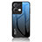 Custodia Silicone Specchio Laterale Sfumato Arcobaleno Cover LS1 per Oppo Reno8 Pro 5G Blu