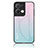 Custodia Silicone Specchio Laterale Sfumato Arcobaleno Cover LS1 per Oppo Reno8 Pro 5G Ciano