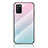 Custodia Silicone Specchio Laterale Sfumato Arcobaleno Cover LS1 per Samsung Galaxy A03s Ciano