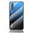 Custodia Silicone Specchio Laterale Sfumato Arcobaleno Cover LS1 per Samsung Galaxy A41 SC-41A Blu