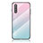 Custodia Silicone Specchio Laterale Sfumato Arcobaleno Cover LS1 per Samsung Galaxy A41 SC-41A Ciano