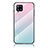 Custodia Silicone Specchio Laterale Sfumato Arcobaleno Cover LS1 per Samsung Galaxy A42 5G Ciano