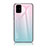 Custodia Silicone Specchio Laterale Sfumato Arcobaleno Cover LS1 per Samsung Galaxy A51 4G Ciano