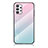 Custodia Silicone Specchio Laterale Sfumato Arcobaleno Cover LS1 per Samsung Galaxy A53 5G Ciano