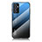 Custodia Silicone Specchio Laterale Sfumato Arcobaleno Cover LS1 per Samsung Galaxy A82 5G Blu