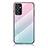 Custodia Silicone Specchio Laterale Sfumato Arcobaleno Cover LS1 per Samsung Galaxy A82 5G Ciano