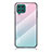Custodia Silicone Specchio Laterale Sfumato Arcobaleno Cover LS1 per Samsung Galaxy F62 5G Ciano