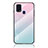 Custodia Silicone Specchio Laterale Sfumato Arcobaleno Cover LS1 per Samsung Galaxy M31 Ciano