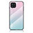 Custodia Silicone Specchio Laterale Sfumato Arcobaleno Cover LS1 per Samsung Galaxy M32 4G Ciano