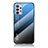 Custodia Silicone Specchio Laterale Sfumato Arcobaleno Cover LS1 per Samsung Galaxy M32 5G Blu