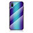 Custodia Silicone Specchio Laterale Sfumato Arcobaleno Cover LS2 per Samsung Galaxy A02 Blu