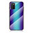 Custodia Silicone Specchio Laterale Sfumato Arcobaleno Cover LS2 per Samsung Galaxy A03s Blu