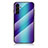 Custodia Silicone Specchio Laterale Sfumato Arcobaleno Cover LS2 per Samsung Galaxy A13 5G Blu