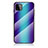 Custodia Silicone Specchio Laterale Sfumato Arcobaleno Cover LS2 per Samsung Galaxy A22 5G Blu