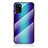 Custodia Silicone Specchio Laterale Sfumato Arcobaleno Cover LS2 per Samsung Galaxy A31 Blu