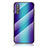 Custodia Silicone Specchio Laterale Sfumato Arcobaleno Cover LS2 per Samsung Galaxy A41 SC-41A Blu