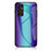Custodia Silicone Specchio Laterale Sfumato Arcobaleno Cover LS2 per Samsung Galaxy F13 4G Blu