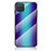 Custodia Silicone Specchio Laterale Sfumato Arcobaleno Cover LS2 per Samsung Galaxy M12 Blu