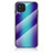 Custodia Silicone Specchio Laterale Sfumato Arcobaleno Cover LS2 per Samsung Galaxy M32 4G Blu