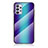 Custodia Silicone Specchio Laterale Sfumato Arcobaleno Cover LS2 per Samsung Galaxy M32 5G Blu