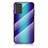 Custodia Silicone Specchio Laterale Sfumato Arcobaleno Cover LS2 per Samsung Galaxy Note 20 5G Blu