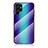 Custodia Silicone Specchio Laterale Sfumato Arcobaleno Cover M01 per Samsung Galaxy S21 Ultra 5G Blu