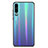 Custodia Silicone Specchio Laterale Sfumato Arcobaleno Cover M02 per Huawei P30 Blu