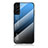Custodia Silicone Specchio Laterale Sfumato Arcobaleno Cover M02 per Samsung Galaxy S21 Plus 5G Blu
