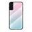 Custodia Silicone Specchio Laterale Sfumato Arcobaleno Cover M02 per Samsung Galaxy S21 Plus 5G Ciano
