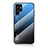 Custodia Silicone Specchio Laterale Sfumato Arcobaleno Cover M02 per Samsung Galaxy S21 Ultra 5G Blu