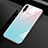 Custodia Silicone Specchio Laterale Sfumato Arcobaleno Cover per Huawei Honor 9X Pro Ciano