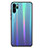 Custodia Silicone Specchio Laterale Sfumato Arcobaleno Cover per Huawei P30 Pro Ciano