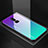 Custodia Silicone Specchio Laterale Sfumato Arcobaleno Cover per OnePlus 6 Ciano
