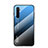 Custodia Silicone Specchio Laterale Sfumato Arcobaleno Cover per Realme 6 Blu