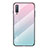 Custodia Silicone Specchio Laterale Sfumato Arcobaleno Cover per Samsung Galaxy A7 (2018) A750 Ciano