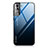 Custodia Silicone Specchio Laterale Sfumato Arcobaleno Cover per Samsung Galaxy S21 5G Blu