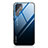 Custodia Silicone Specchio Laterale Sfumato Arcobaleno Cover per Samsung Galaxy S22 Ultra 5G Blu