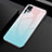 Custodia Silicone Specchio Laterale Sfumato Arcobaleno Cover per Vivo X50 Pro 5G Cielo Blu