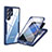 Custodia Silicone Trasparente Laterale 360 Gradi Cover M01 per Samsung Galaxy S22 Ultra 5G Blu