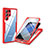 Custodia Silicone Trasparente Laterale 360 Gradi Cover M01 per Samsung Galaxy S22 Ultra 5G Rosso