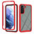 Custodia Silicone Trasparente Laterale 360 Gradi Cover M02 per Samsung Galaxy S21 Plus 5G Rosso