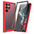 Custodia Silicone Trasparente Laterale 360 Gradi Cover M03 per Samsung Galaxy S21 Ultra 5G Rosso