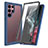 Custodia Silicone Trasparente Laterale 360 Gradi Cover M03 per Samsung Galaxy S22 Ultra 5G Blu