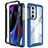 Custodia Silicone Trasparente Laterale 360 Gradi Cover per Motorola Moto Edge 30 Pro 5G Blu