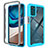 Custodia Silicone Trasparente Laterale 360 Gradi Cover per Motorola Moto G42 Ciano